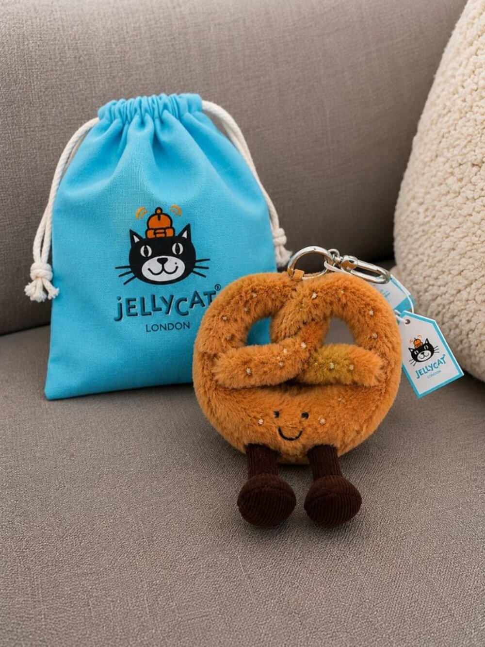Pretzel Bag Charm Keychain Soft Plush Food Toy jellycat NWT
